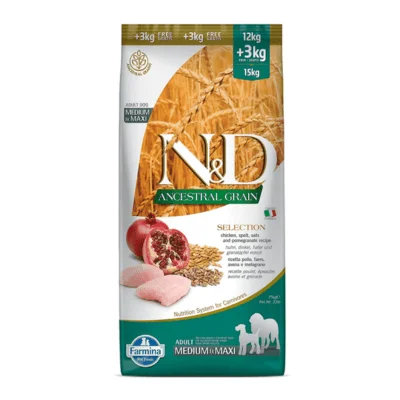 Farmina N&D Chicken & Pomegranate Ancestral Grain Selection Adult Medium Maxi Dog Dry Food