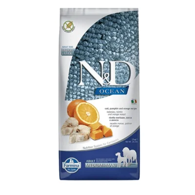 Farmina N&D Ocean Codfish Orange & Pumpkin Grain Free Adult Medium Maxi Dog Dry Food