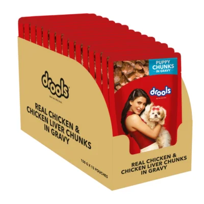 Drools Real Chicken & Chicken Liver Chunks In Gravy Dog Wet Food, Puppy
